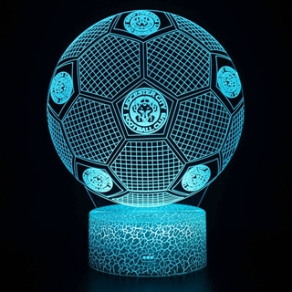 Leicester City F.C. fodbold 3D lampe med fjernbetjening - 16 lysfarver - dæmpbar